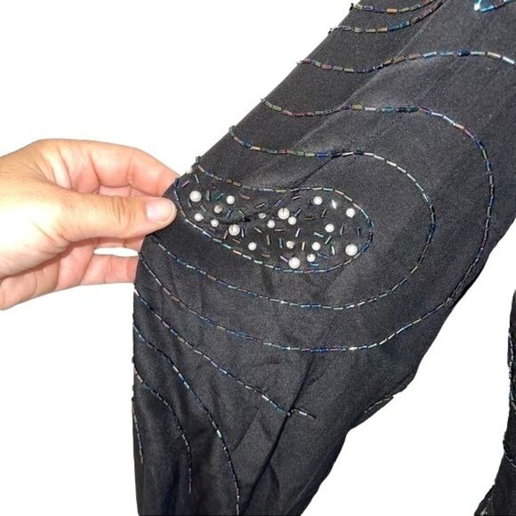 Argenti Notte Beaded Silk Skirt Set Womens Size Medium M Vintage Zipper Black - Picture 3 of 12